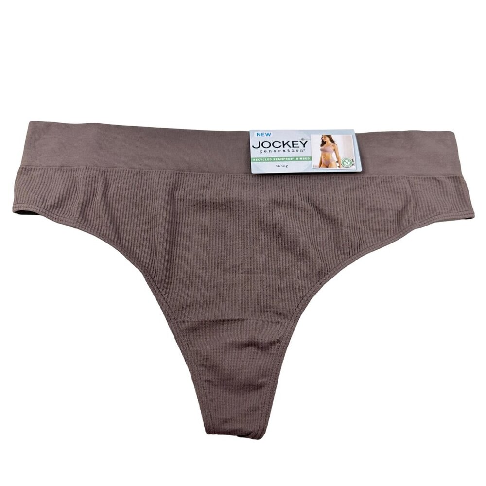 Jockey Women's Sz XXL Panty Thong Generations Recycled Seamfree Ribbed Brown New